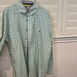 Green and Blue Plaid Button-Up Shirt